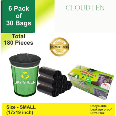 CLOUDTEN 17X19 (6 ROLLS) Small 6 L Garbage Bag  Pack Of 180(180Bag )