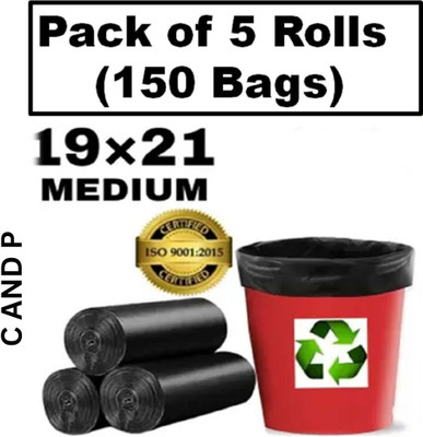 C AND P Garbage Bags/Dustbin Bags/Trash Bags - 19X21 Inches - Pack Of 5 Medium 6 L Garbage Bag  Pack Of 150(150Bag )