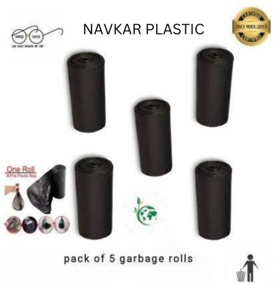 Navkar Plastic BLACK 5 ROLL Medium 6 L Garbage Bag  Pack Of 150(150Bag )