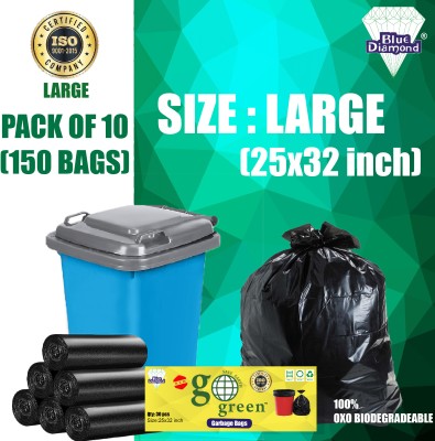 Blue Diamond Ultra Strong Multipurpose Large Trash Bags Oxo Biodegradeable Bags 150 Bags Large 70 L Garbage Bag  Pack Of 150(150Bag )