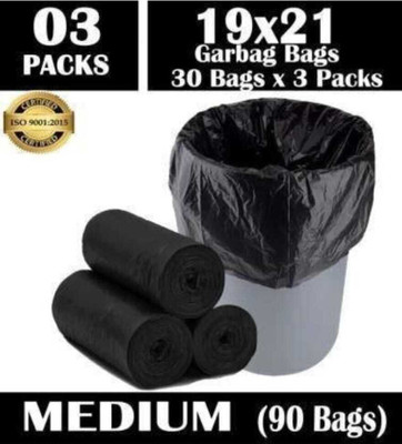 SOMUDEE 90 Pieces Packs of 3 Black Biodegradable for Kitchen,Office Dustbin Bag Medium 3 L Garbage Bag  Pack Of 90(90Bag )