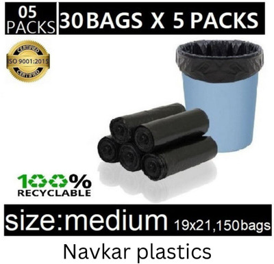 Navkar plastics Dustbin Bags Medium 6 L Garbage Bag  Pack Of 150(150Bag )