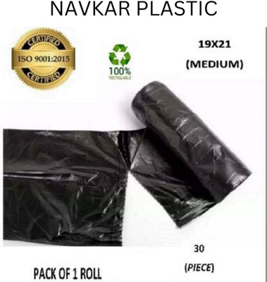 Navkar Plastic Black Garbage Bag 19*21(Pack of 30) Medium 6 L Garbage Bag  Pack Of 30(30Bag )
