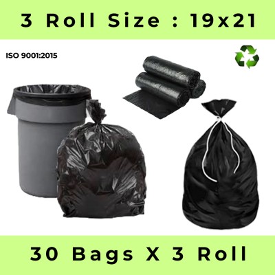 PurePack Recycle Bag Durable Black Trash Bags Medium 11 L Garbage Bag  Pack Of 90(90Bag )