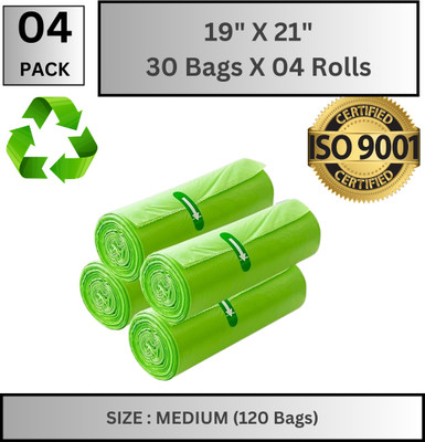 KALP CRAZE Multi-Purpose Black Trash Bag - 19x21, (120 Pcs) - Recyclable Medium 11.1 L Garbage Bag  Pack Of 120(120Bag )