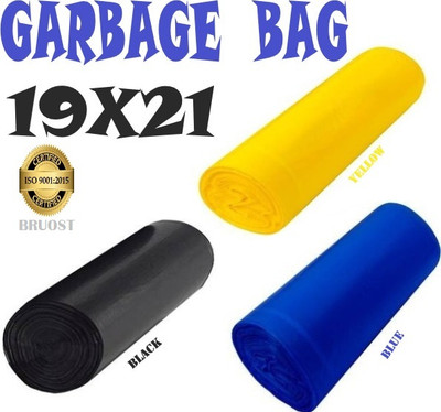 BRUOST BiodegradableBLACK,YELLOW,BLUE Garbage Bag 19x21(3X30=90)Medium 12 L Medium 12 L Garbage Bag  Pack Of 90(90Bag )