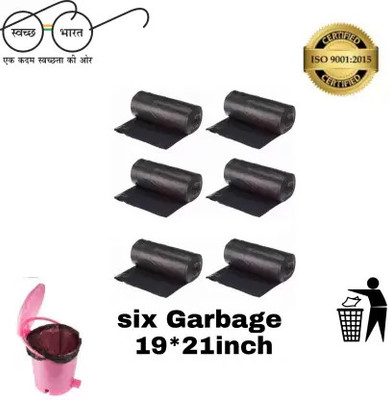 Sonal 19X21 6 ROLL BLACK-S Medium 6 L Garbage Bag  Pack Of 180(180Bag )