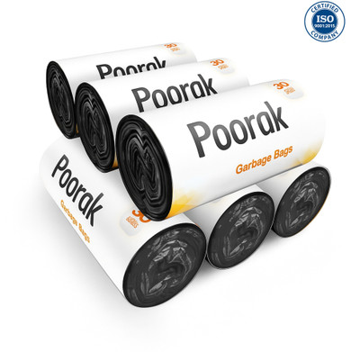 POORAK Premium Quality - 17x19 inch, 6 Rolls Small 25 L Garbage Bag  Pack Of 180(180Bag )