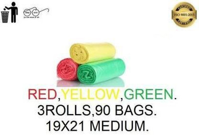 MJ Exim trash bin mix rolls 3 Medium 13 L Garbage Bag  Pack Of 90(90Bag )