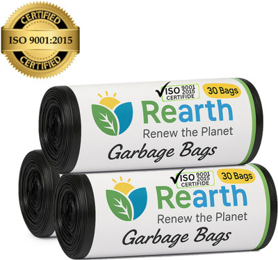 Rearth 90 Pcs Biodegradable Garbage Bags Black || (19x21) || Medium 13 L Garbage Bag  Pack Of 90(90Bag )