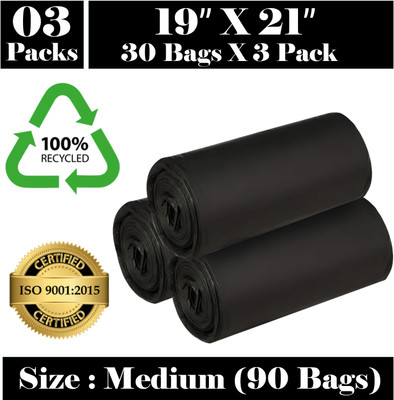 DeoDap Black Garbage Bags | 90 Pcs of Disposable Garbage Bags | 30 Pcs x 3 Rolls Pack Medium 10 L Garbage Bag  Pack Of 90(90Bag )