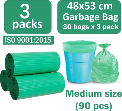 Zureni OXO-Biodegradable Trash Waste Basket Dustbin Bag Medium 48 x 53cm - 30 Pcs/roll Medium 7 L Garbage Bag  Pack Of 90(90Bag )