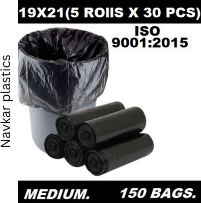 Navkar plastics Dustbin Bag 19x21 150 Medium 6 L Garbage Bag  Pack Of 150(150Bag )