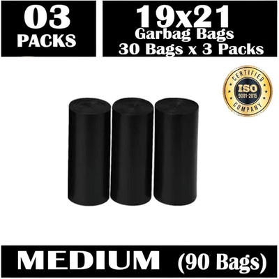 Rw Traders Black Garbage Bag Medium For Dustbins 19 X 21 Inches H-29 Medium 13 L Garbage Bag  Pack Of 90(90Bag )