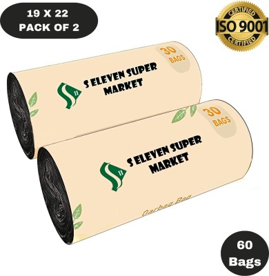 S ELEVEN Garbage Bags/Dustbin Bags/Waste Bag (19 X 22 Inches) Medium 2 Roll L Garbage Bag  Pack Of 60(60Bag )