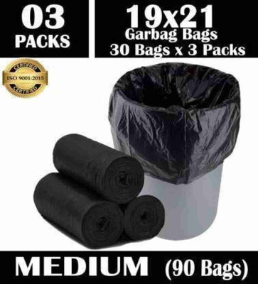 Shree Blessings Garbage Bags, Midium, (19 x 21 Inches) 30 Bags/Roll,90 Count Medium 15 L Garbage Bag  Pack Of 90(90Bag )