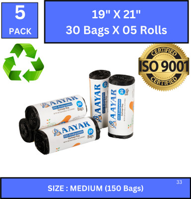 chetaru Multi-Purpose Blue Trash Bag - 19x21, (150 Pcs) - Recyclable Medium 11.1 L Garbage Bag  Pack Of 150(150Bag )