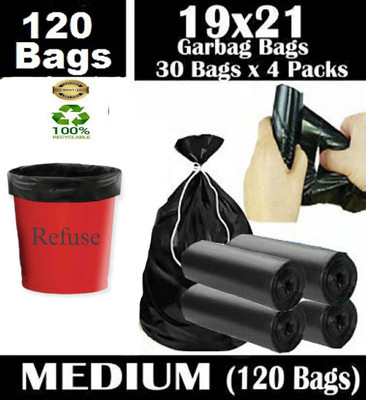 MJ Exim Black Garbage bags Medium 15 L Garbage Bag  Pack Of 120(120Bag )
