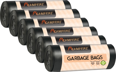 Campfire Medium Trash Bags,19 X 21 Inches Eco-Friendly,Extra Strong Unscented,(Black) Medium 10 L Garbage Bag  Pack Of 6(6Bag )