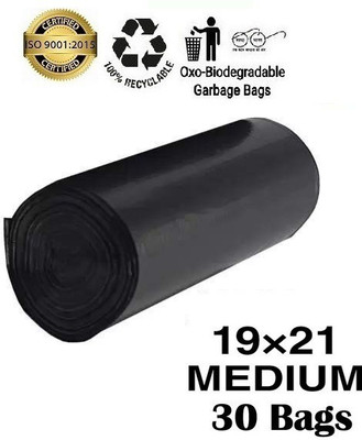 VAANIFORMATION Black Biodegradable Garbage Bag Size 19x21 pack of 1 Roll (30 Bags) Medium 12 L Garbage Bag  Pack Of 30(30Bag )