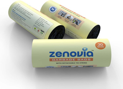 ZENOVIA Garbage Bags Medium Size Black Color 19 X 21 Inch |Disposable| (3 Rolls) 90 Bags Medium 30-35 L Garbage Bag  Pack Of 90(90Bag )