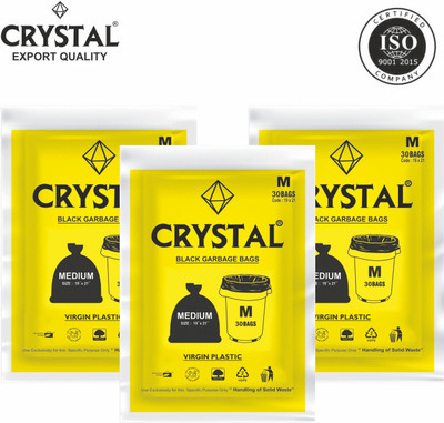 CRYSTAL Heavy Duty Medium 90 Bags Garbage Bag  Pack Of 3(3Bag )