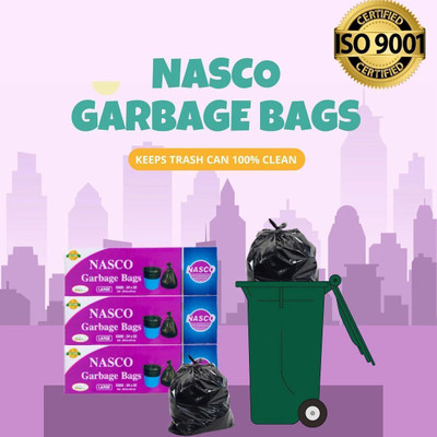 Nasco Large Garbage Bags 24x32 Pack of 3 | Heavy Duty Leak-Proof Trash Bags Large 75 L Garbage Bag  Pack Of 45(45Bag )