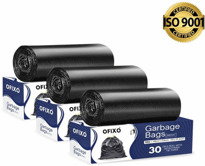 OFIXO Biodegradable Garbage Bag - Medium Size -19X21 Inches, Pack of 3 | Dustbin/Tarsh Medium 15 L Garbage Bag  Pack Of 90(90Bag )
