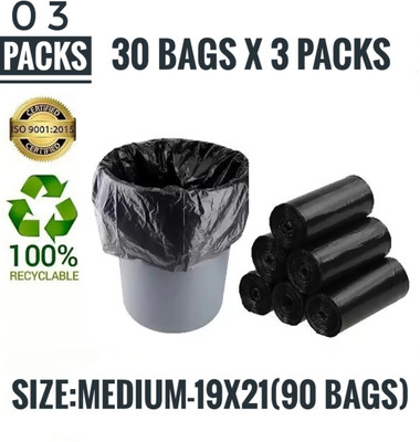 C AND P Bio Degradable Garbage Bags Medium (19x21 inches)- 30 Bags ( Pack of 3) Medium 15 L Garbage Bag  Pack Of 90(90Bag )