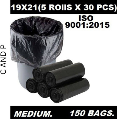 C AND P Dustbin Bag 19x21 150 Medium 6 L Garbage Bag  Pack Of 150(150Bag )