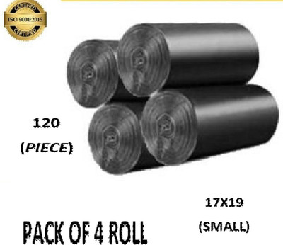 CartVallue BIODEGRADABLE DUSTBIN BAG ROLL SIZE -17*19[4 ROLL] Small 10L L Garbage Bag  Pack Of 120(120Bag )