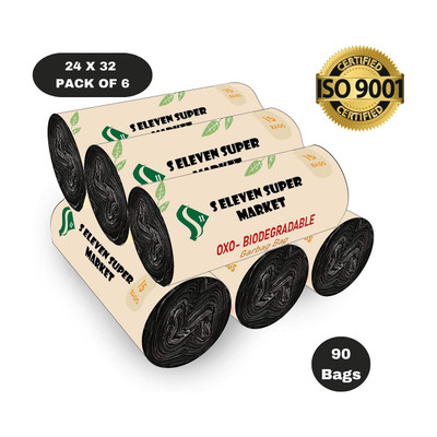 S ELEVEN Dustbin Bags/Garbage Bags/Waste Bag (24 X 32 Inches) Large 6 Roll L Garbage Bag  Pack Of 90(90Bag )