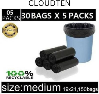 CLOUDTEN Home 05 ROLL BLACK 19X21 Medium 6 L Garbage Bag  Pack Of 150(150Bag )