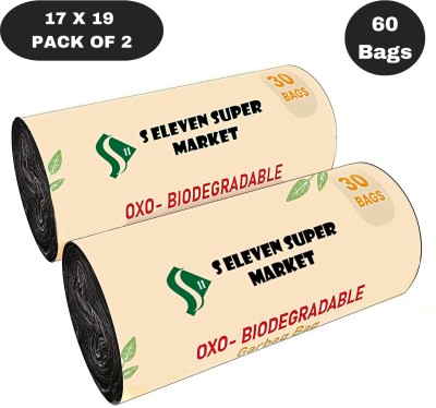 S ELEVEN Biodegradable Garbage Bags/Dustbin Bags (17 X 19 Inches) Pack Of 2 (60 Pieces) Small 2 L Garbage Bag  Pack Of 60(60Bag )