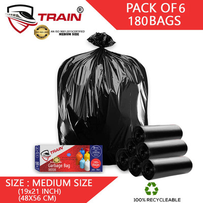 MJ Exim A_G_19X21_6_PACK Medium 20 L Garbage Bag  Pack Of 180(180Bag )