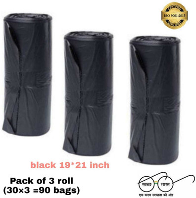 CARTLOG 19*21 trash black garbage roll 03 Plastic Dustbin(Black, Pack of 3)