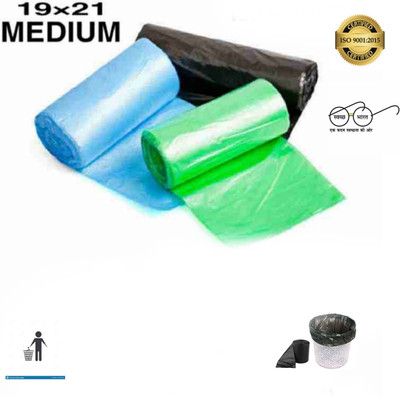 MJ Exim 19*21 MEDIUM SET OF 3 ROLL (90 Pcs) mixed Medium 13 L Garbage Bag  Pack Of 90(90Bag )