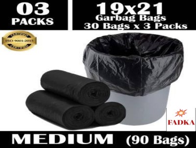 fadka bag pack of 3-(90 pcs) Medium 15 L Garbage Bag  Pack Of 90(90Bag )