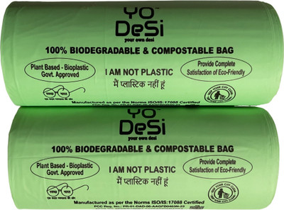YO Desi Compostable Biodegradable Garbage Bags for Dustbin(2Roll,15Bags/Roll) 19x21inch Medium 5 L Garbage Bag  Pack Of 30(30Bag )