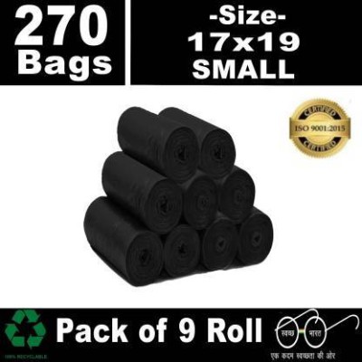 CS Enterprises Biodegradable Garbage Black Bags Size 17 inch x 19 inch 9 Rolls Small 15 L Garbage Bag  Pack Of 270(270Bag )