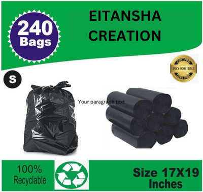 EITANSHA CREATION B_17x19 ( black ) 08 roll Small 8 L Garbage Bag  Pack Of 240(240Bag )