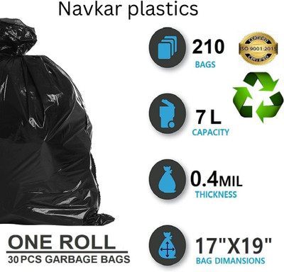 Navkar plastics 17X19 INCH (7 ROLLS) Small 7 L Garbage Bag  Pack Of 210(210Bag )