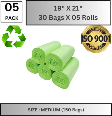 AAYAR Sustainable & Recyclable Blue Trash Bag - 19x21, (150 Pcs) Medium 12.9 L Garbage Bag  Pack Of 150(150Bag )