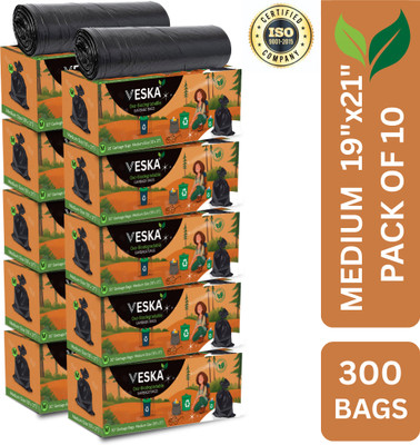 Veska Dustbin Bag|19'' x 21''|30Bagsx10Roll|Leak-Proof & 2X Strong|For Dry & Wet Waste Medium 30 L Garbage Bag  Pack Of 1