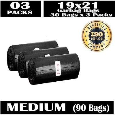 Rw Traders Black Garbage Bag Medium 19x21 for Household Bin Medium 13 L Garbage Bag  Pack Of 90(90Bag )