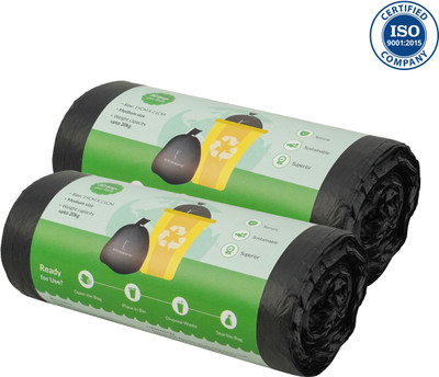 KITCHCRAFTS Garbage Trash Bag for Dustbin | Medium 19 X 21 Inches I 60 Pcs Medium 60 L Garbage Bag  Pack Of 2(2Bag )
