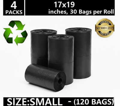 SARA Eco-Friendly Small Black Garbage Bags – 17x19 Inches, 120 Bags, Small 14 L Garbage Bag  Pack Of 120(120Bag )