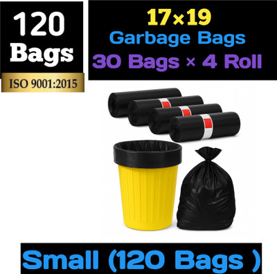 KLDB Garbage Bags Small Size 17x19 Inches|120 Bags (Pack of 4 Rolls with 30 Bags ) Small 1 L Garbage Bag  Pack Of 120(120Bag )