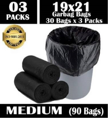 HouseOfCommon DUSTBIN BAG ROLL SIZE-19*21 Medium 13L L Garbage Bag  Pack Of 90(90Bag )