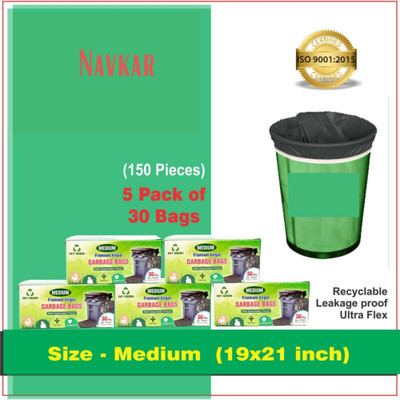 Navkar Dustbin Bags 19x21 150 Medium 6 L Garbage Bag  Pack Of 150(150Bag )